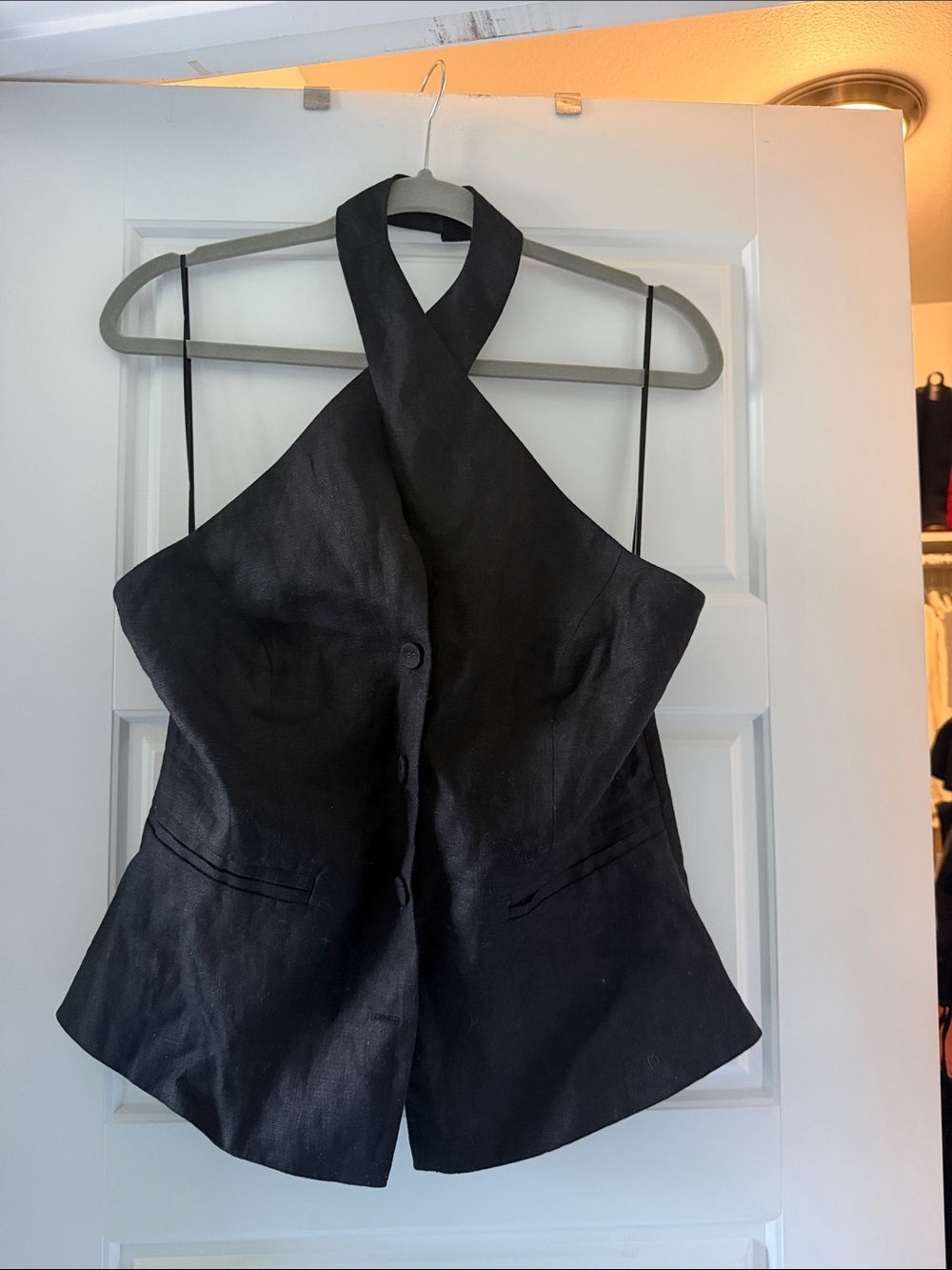 Reformation Black Halter-Lapel Women's Top - Classic Chic